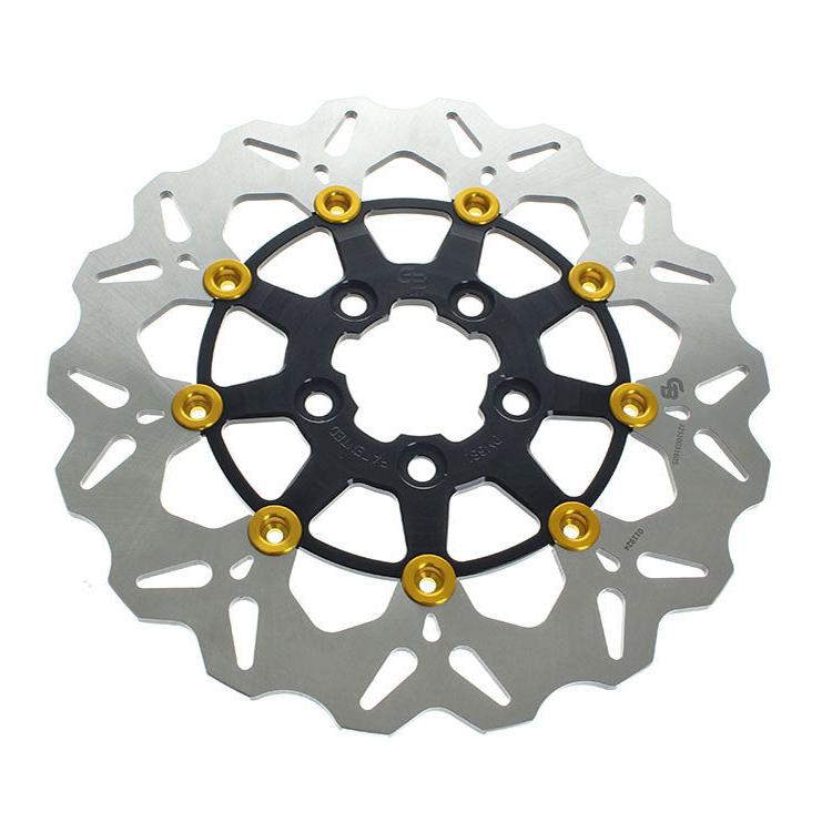 Galfer USA GAL-DF681CW-B-G 11.5" Rear Floating Wave Disc Rotor Black w/Gold Buttons for Big Twin 00-Up/Sportster 00-10