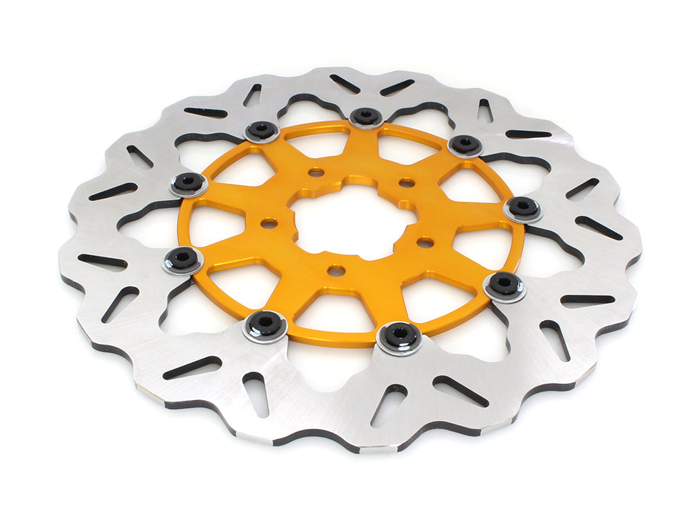 GBrakes GB-GBDU005 11.5" Front Wave Floating Disc Rotor w/Gold Carrier for Harley-Davidson Big Twin/Sportster 00-14