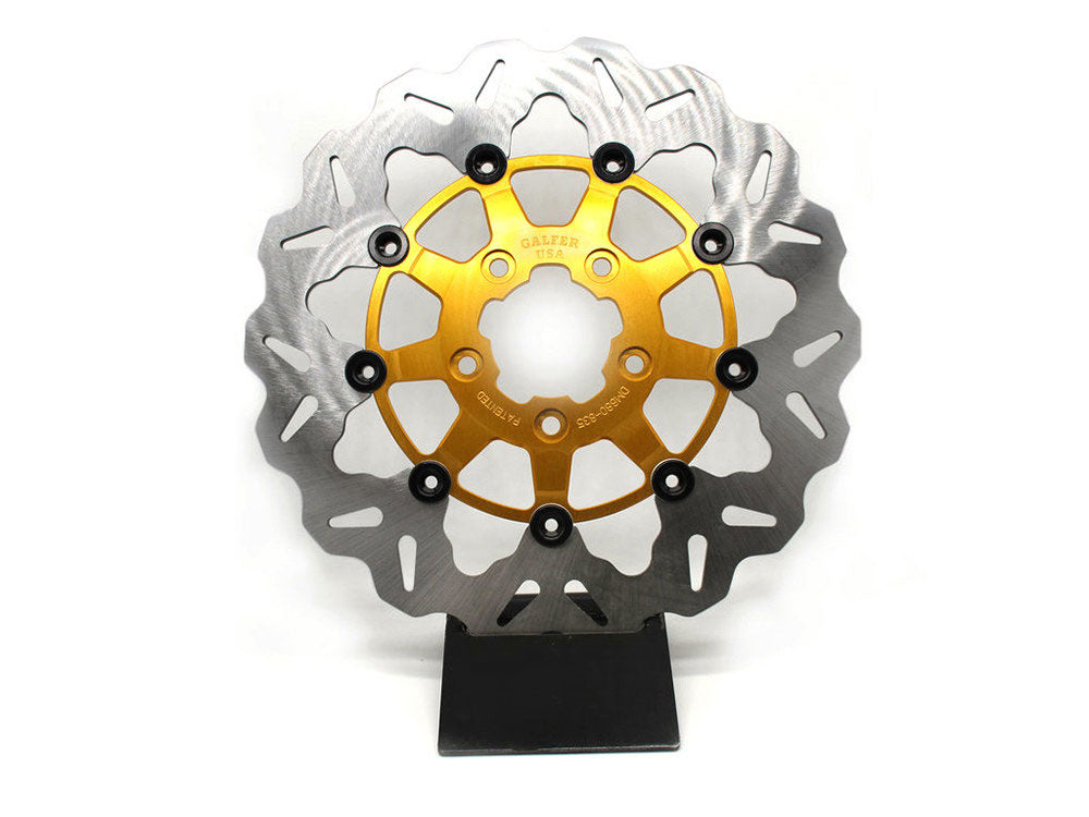 GBrakes GB-GBDU006 11.8" Front Wave Floating Disc Rotor w/Gold Carrier for Harley-Davidson Dyna 06-17/Softail 15-Up/Sportster 14-21 & some Touring 08-23