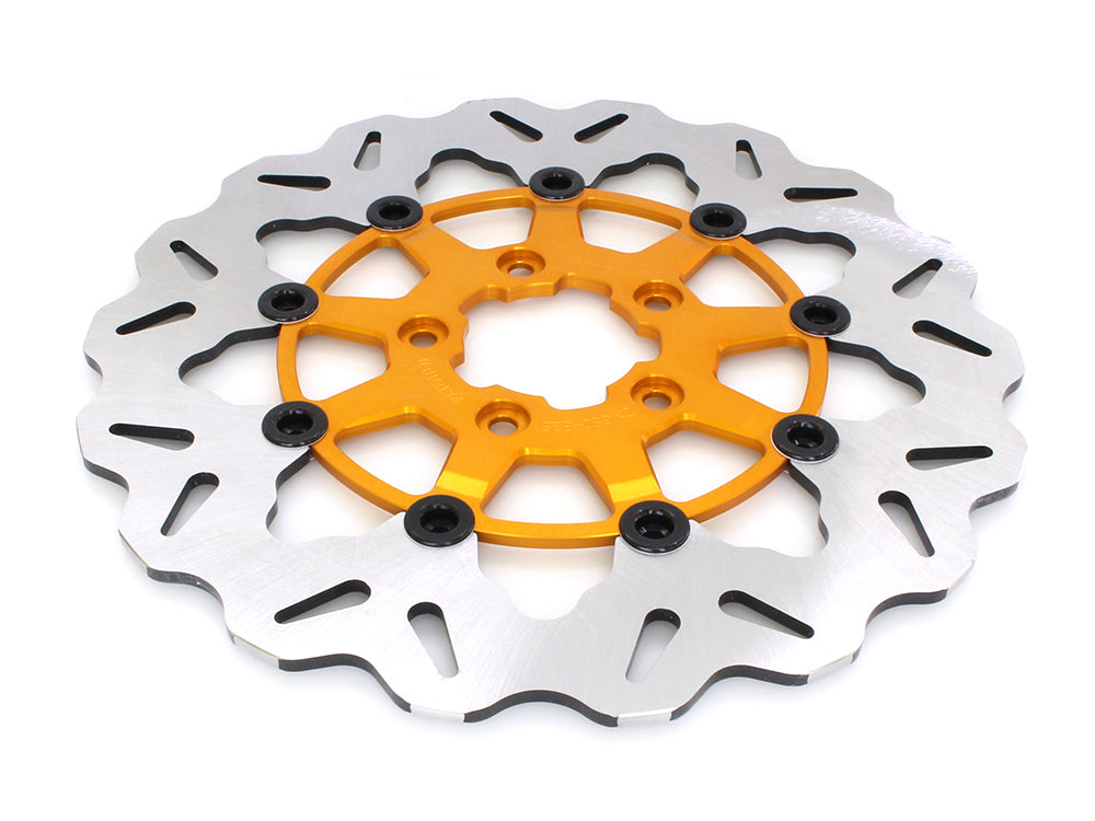 GBrakes GB-GBDU006 11.8" Front Wave Floating Disc Rotor w/Gold Carrier for Harley-Davidson Dyna 06-17/Softail 15-Up/Sportster 14-21 & some Touring 08-23