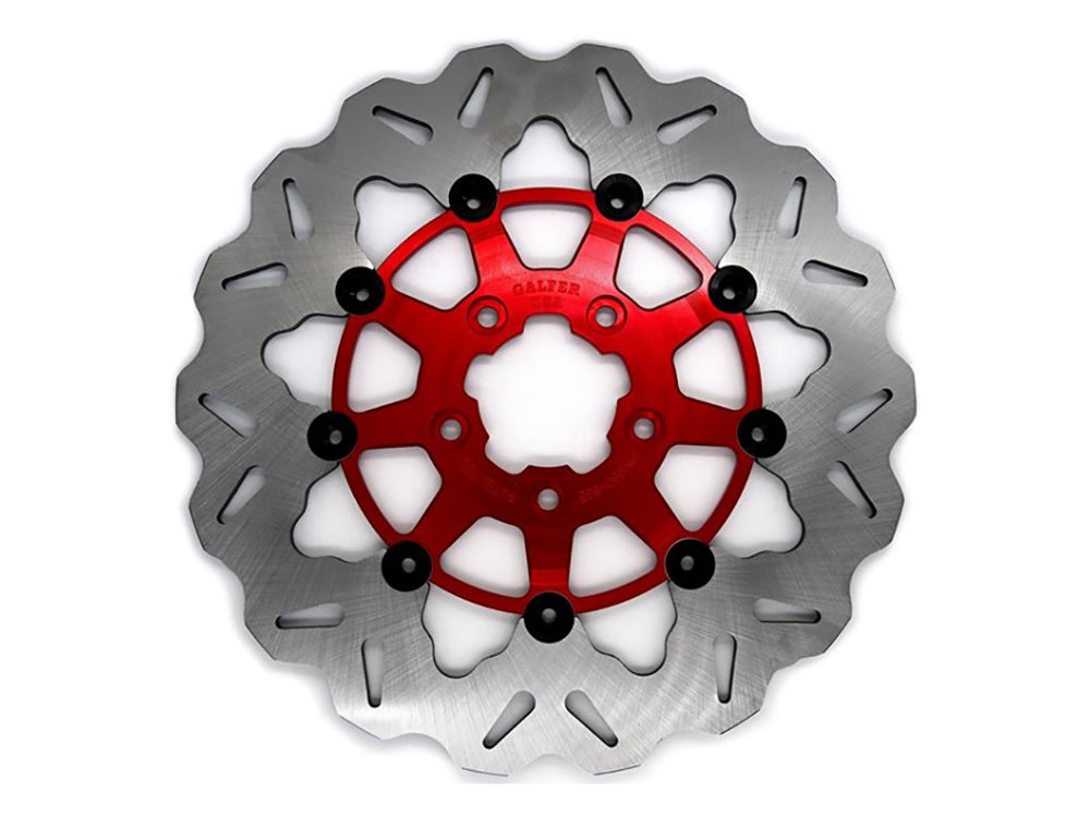 GBrakes GB-GBDU023 11.8" Front Wave Floating Disc Rotor w/Red Carrier for Harley-Davidson Dyna 06-17/Softail 15-Up/Sportster 14-21 & some Touring 08-23
