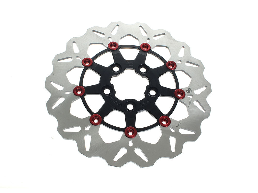 GBrakes GB-GBDU079 11.5" Rear Floating Wave Disc Rotor Black w/Red Buttons for Harley-Davidson Big Twin 00-Up/Sportster 00-10