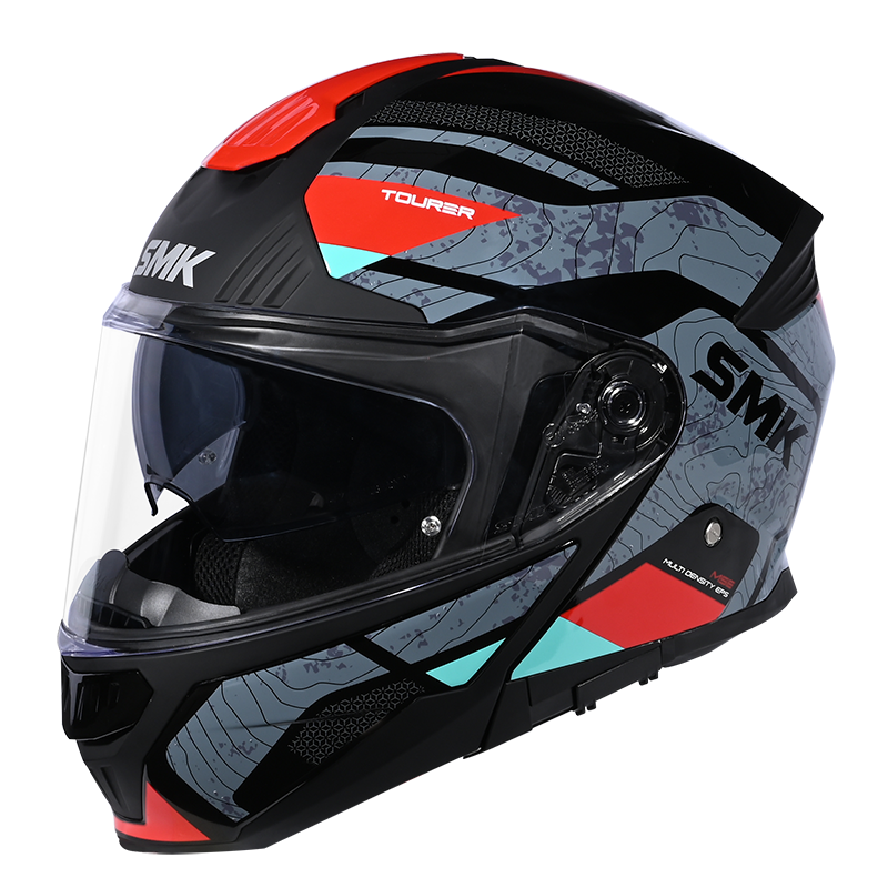 SMK Gullwing Navigator Gloss Black/Grey/Red GL263 Modular Helmet