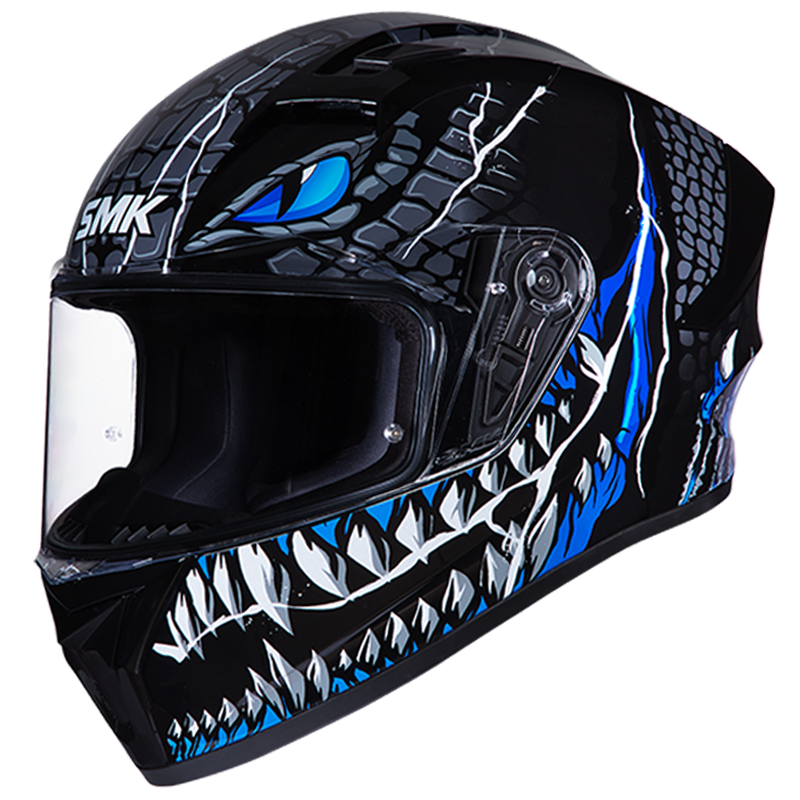 SMK Stellar Taotei Gloss Black/Grey/Blue GL265 Helmet