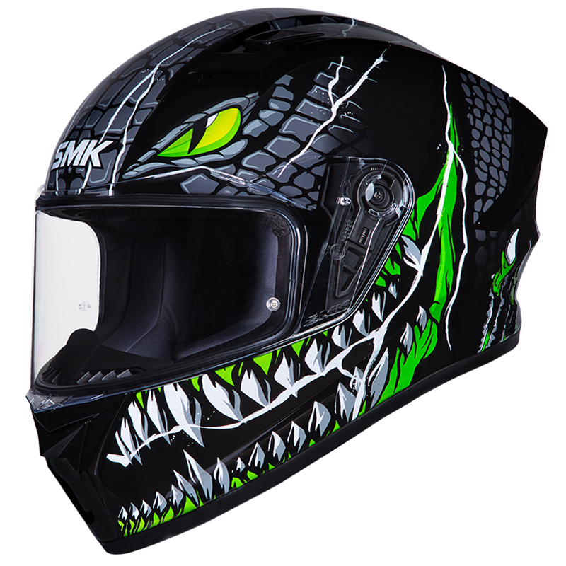 SMK Stellar Taotei Gloss Black/Grey/Green GL268 Helmet