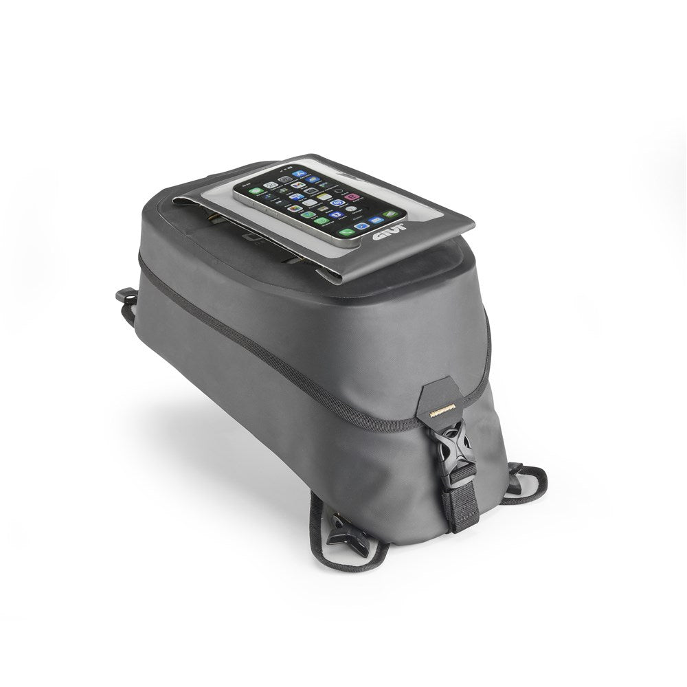 Givi GRT728 Canyon 10L Waterproof Tank Bag w/Cam Buckle Straps for Quick Coupling & Release