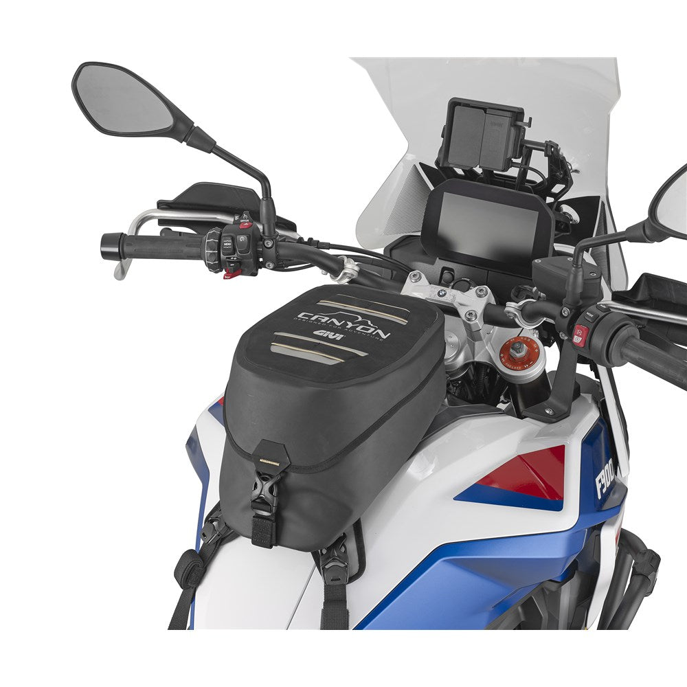 Givi GRT728 Canyon 10L Waterproof Tank Bag w/Cam Buckle Straps for Quick Coupling & Release