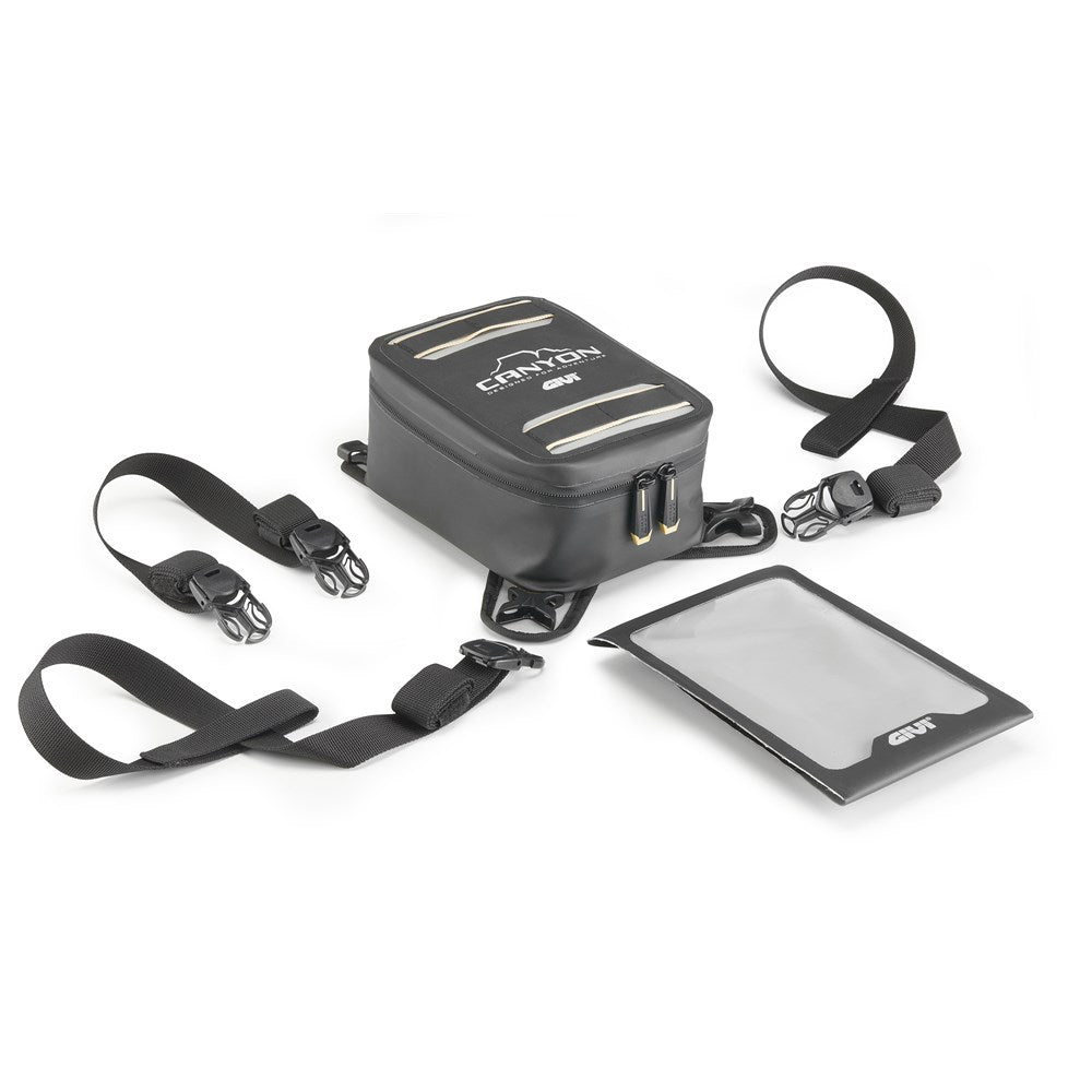 Givi GRT729 Canyon 3L Water-Resistant Tank Bag w/Cam Buckle Straps for Quick Coupling & Release