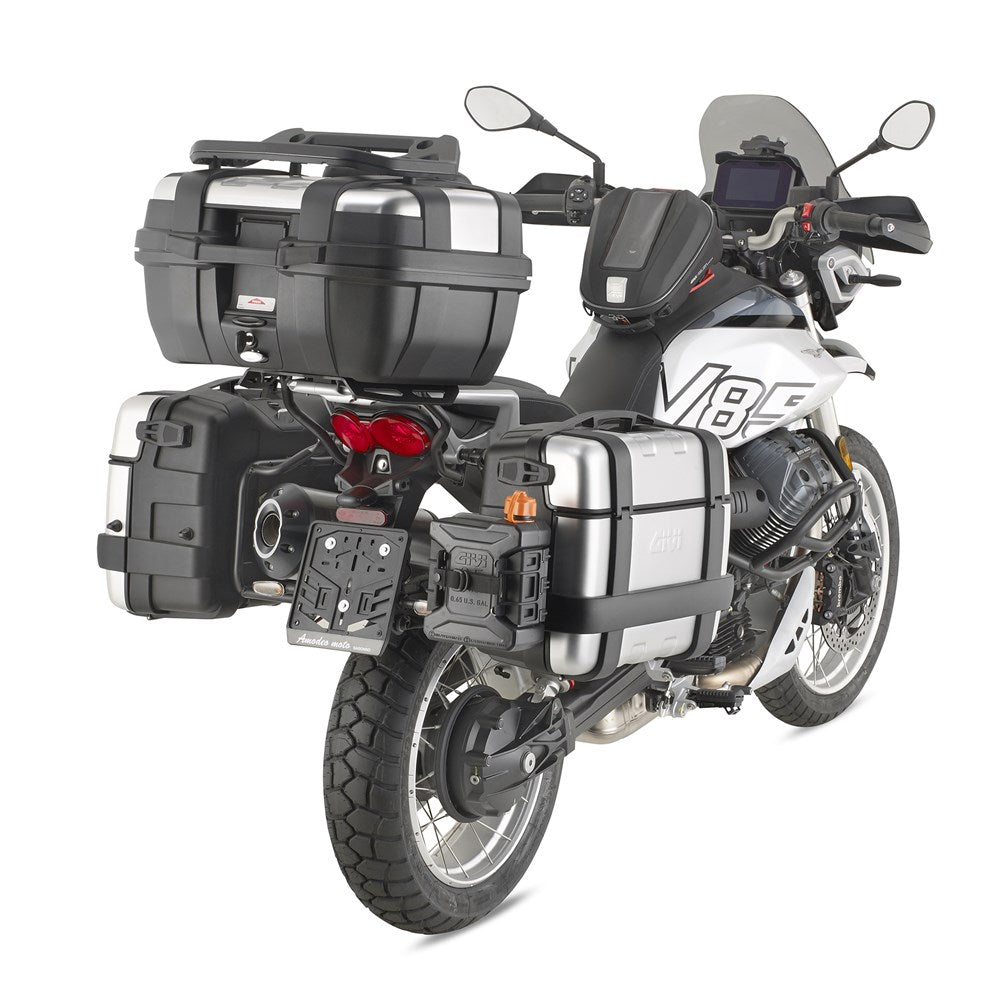 Givi PLO8209MK PL One-Fit Side Case Pannier Holder for Moto Guzzi V85 TT 24-Up w/Monokey Side Cases