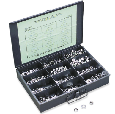 Gardner-Westcott GW12W Chrome Hex Nut/Lockwasher Tray Assortment 1/4 to 3/8 Sold as a Mixed Tray