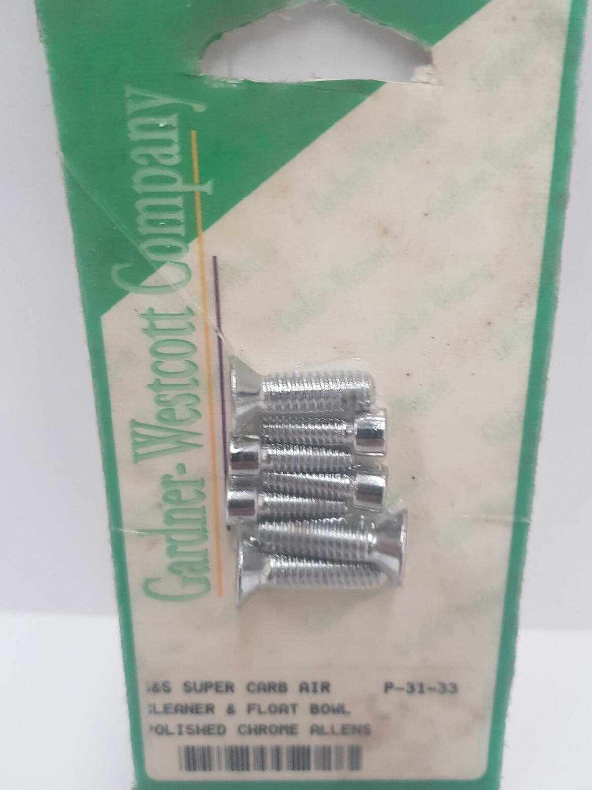 Gardner-Westcott P-31-33 Carburetor Screw Set S&S Super Air Cleaner & Float Bowl Polished Chrome Allens - CC1I