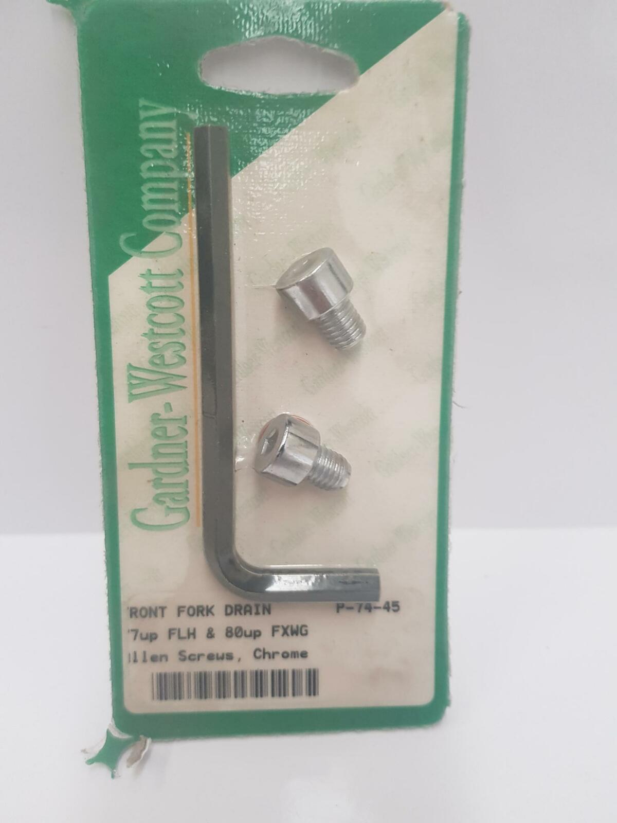 Gardner-Westcott P-74-45 Front Fork Drain Plug 77-up Flh & 80-up Fxwg Chrome Allens Screw - CC1I