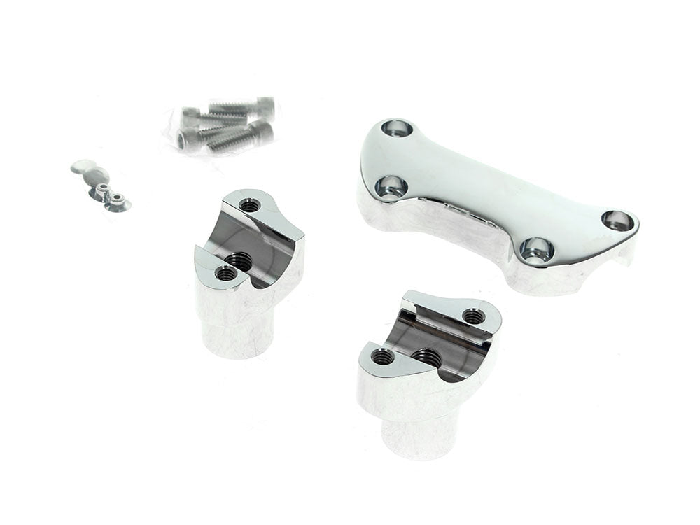 RSS HAR-04-589 2" Straight Risers Chrome w/Top Clamp & Hardware for 1" Handlebars