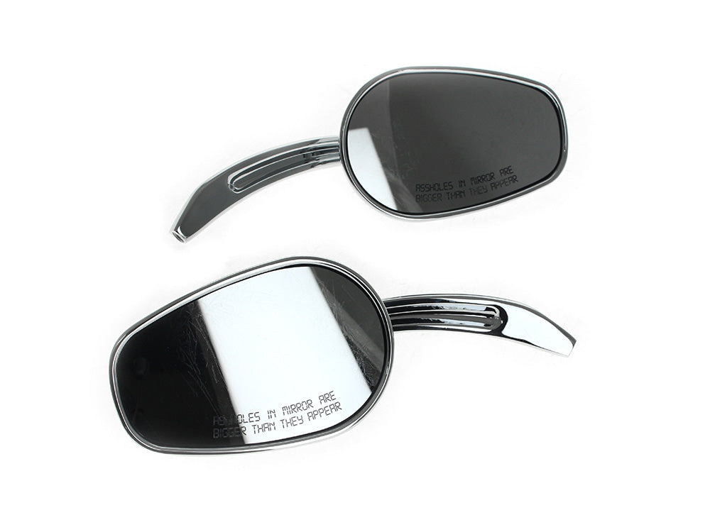 RSS HAR-18-443 Asshole Mirrors w/Arrowhead Design Chrome