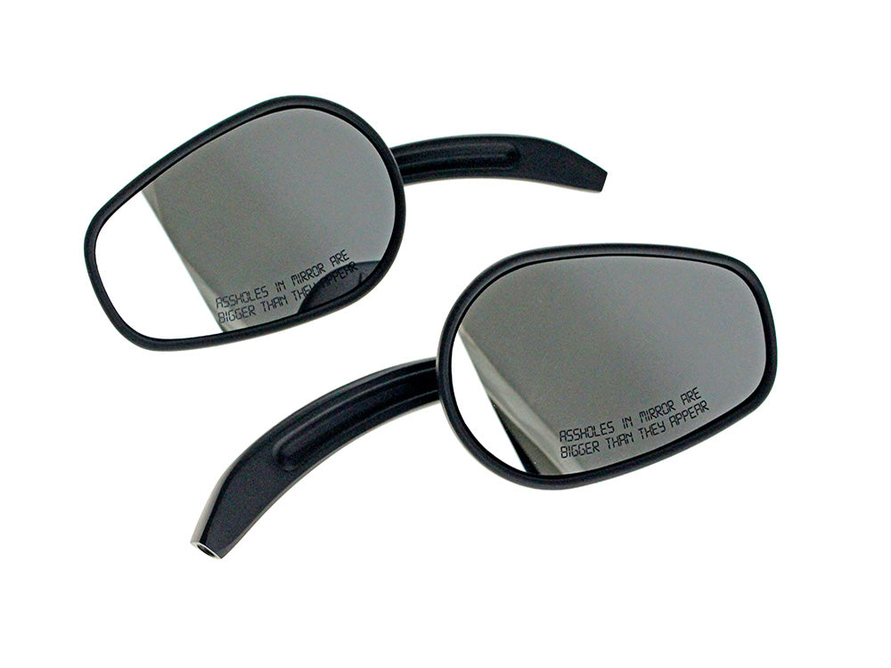RSS HAR-18-444 Asshole Mirrors w/Arrowhead Design Black