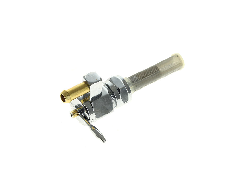 RSS HAR-22-218 High-Flow Fuel Tap/Petcock w/22mm Thread 5/16" Downward Facing Fuel Outlet Chrome for Harley-Davidson Softail 84-06/Dyna 91-06/FXR 82-94/Touring 88-06/Sportster 75-06/4 Speed Big Twin 75-86 Models