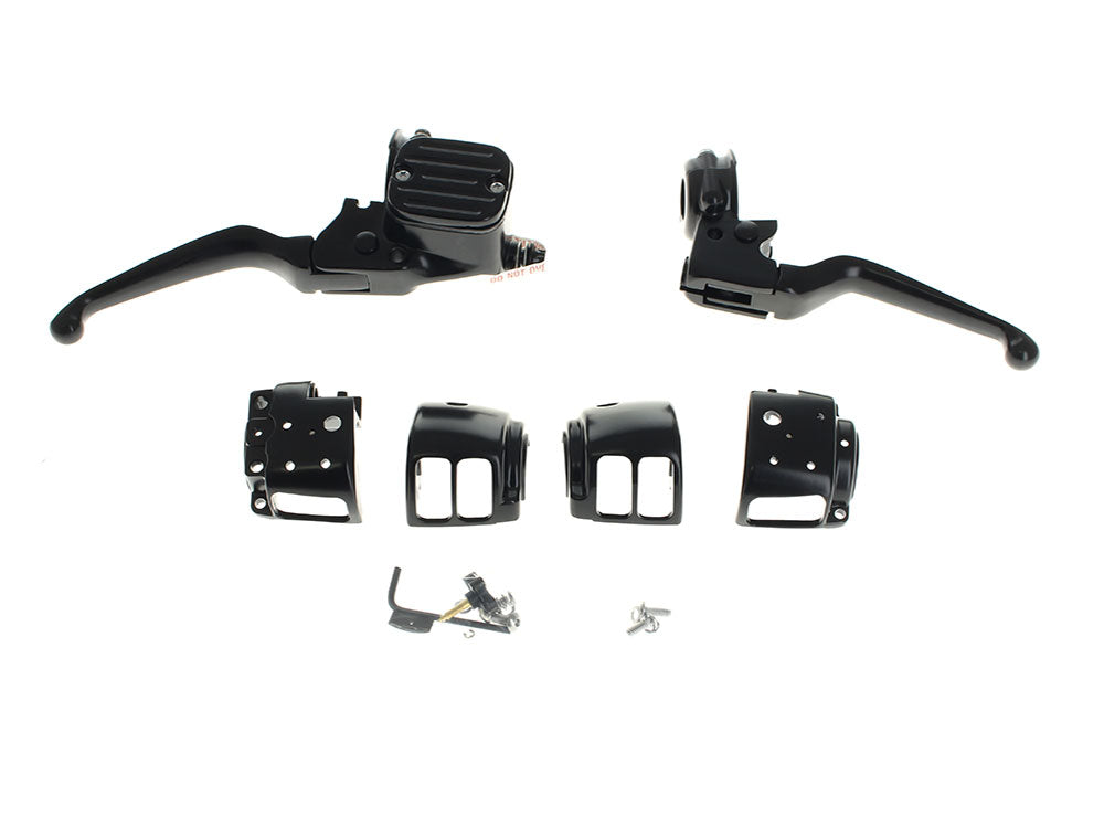 RSS HAR-26-140BK Handlebar Control Kit Black for Single Disc Harley-Davidson Softail 11-14/Dyna 12-17 Models