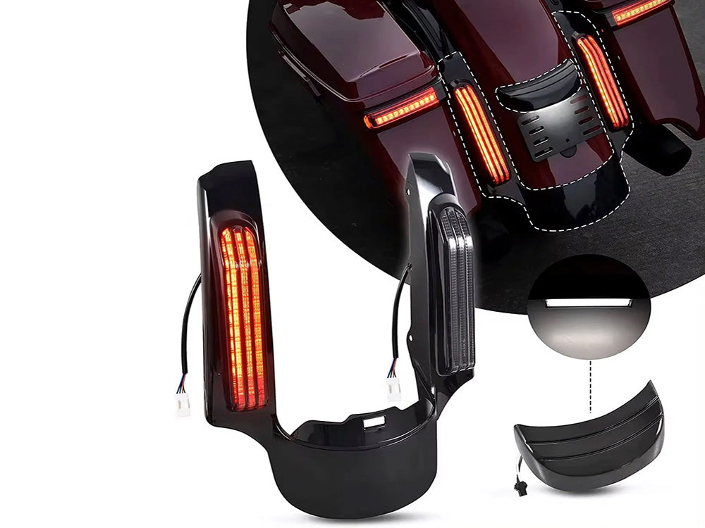 Hoglights HOG-HLCVOFABSA LED CVO Style Rear Fender Add On Kit Black for most Touring 14-24