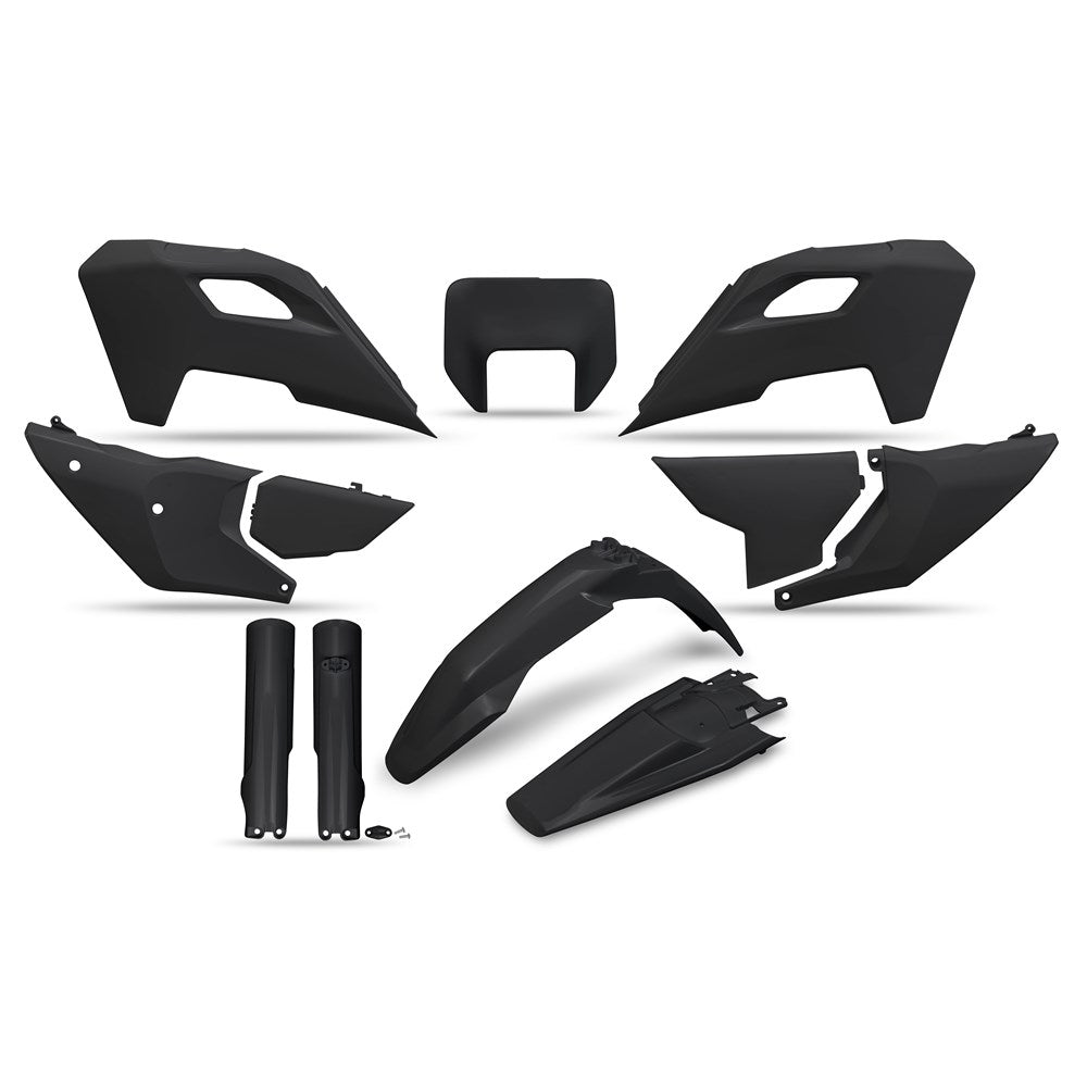 UFO Plastics Kit Black w/Headlight Shroud for Husqvarna TE 125/250/300/FE 250/300/350/450/501 24-25