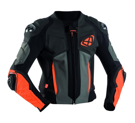 Ixon Vendetta Evo Black/Anthracite/Orange Leather Jacket - EasyR