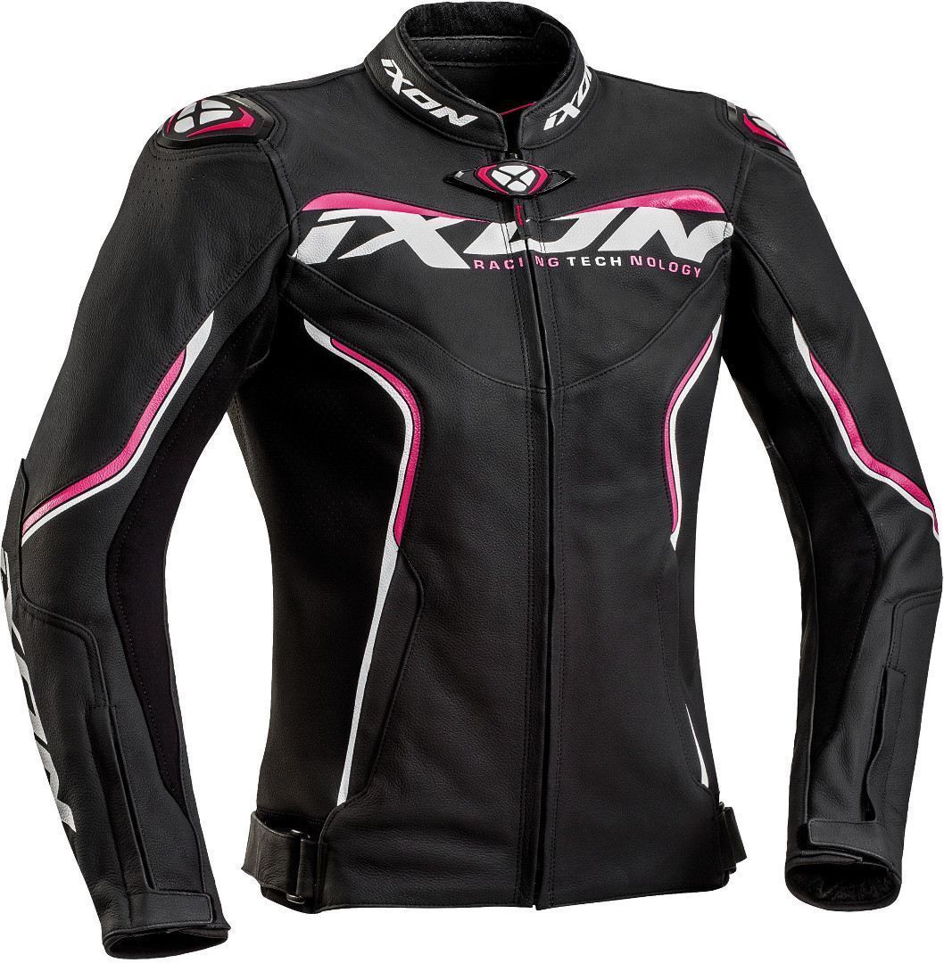 Ixon Trinity Lady Black/White/Fuchsia Womens Leather Jacket - EasyR