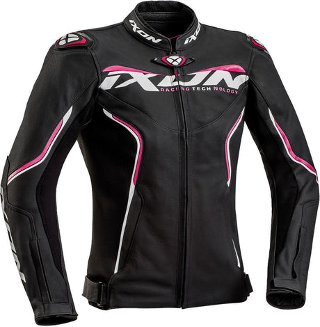 Ixon Trinity Lady Black/White/Fuchsia Womens Leather Jacket - EasyR