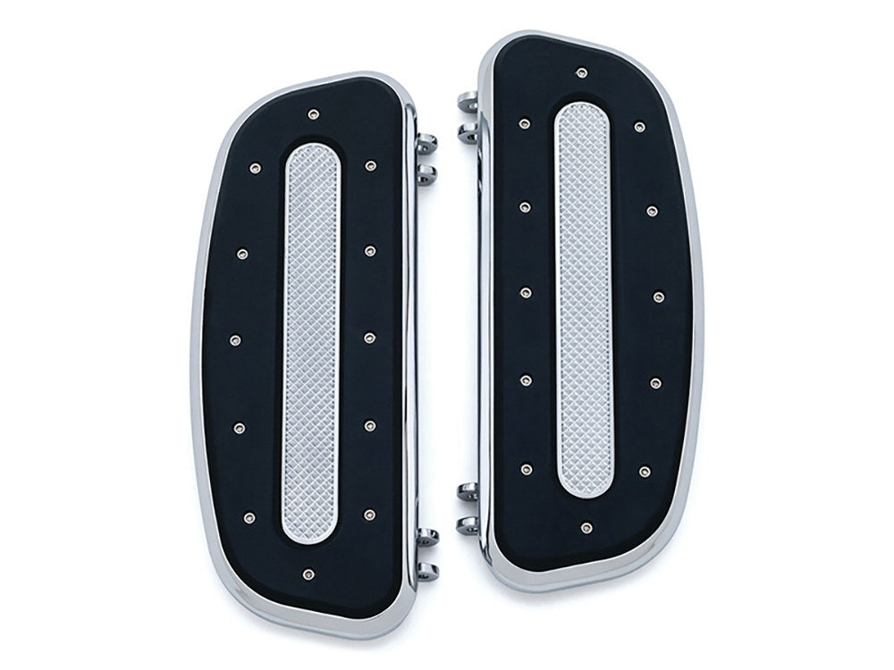 Kuryakyn K7041 Front Heavy Industry Floorboards Chrome for Touring 80-Up/FL Softail 86-17/Dyna Switchback 12-16