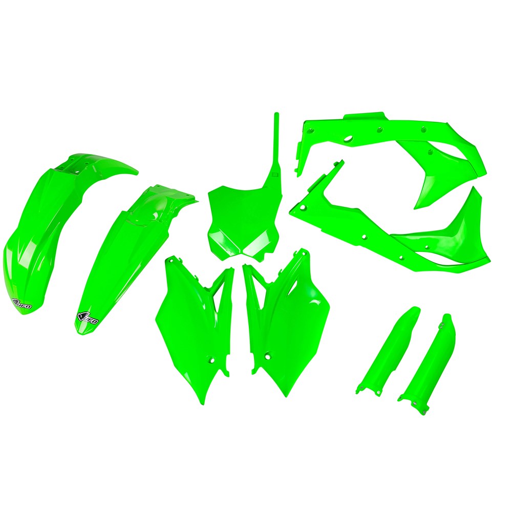 UFO Full Plastics Kit Fluro Green for Kawasaki KX 250 F 2017