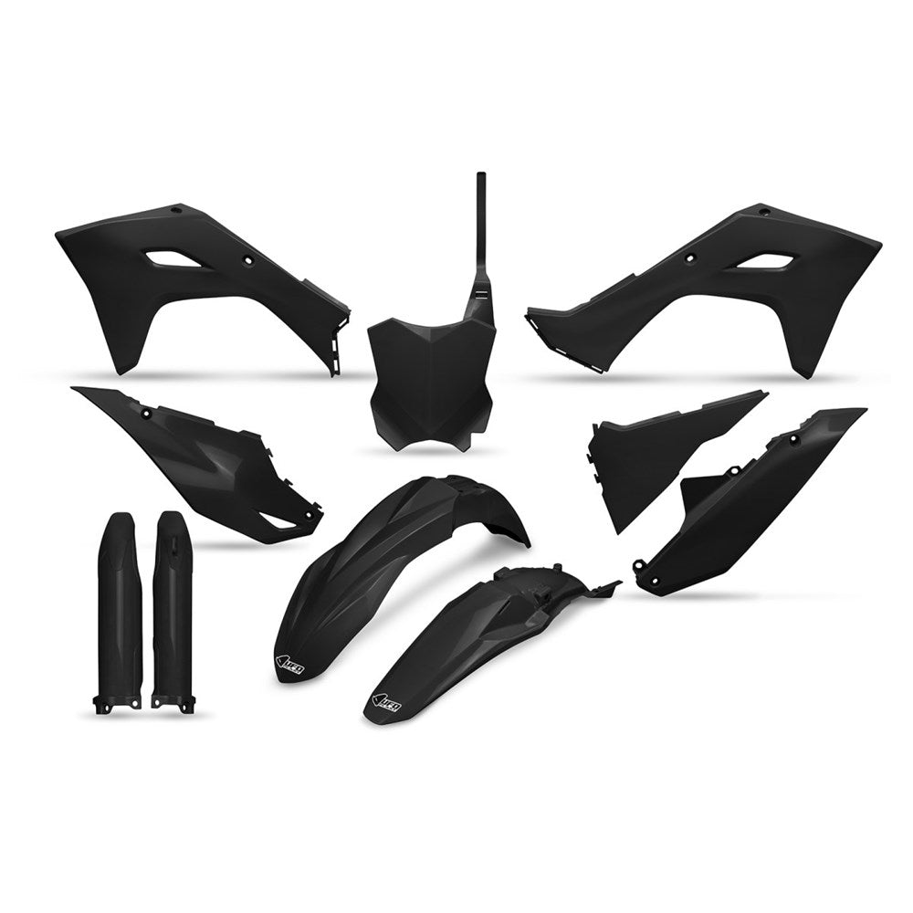 UFO Full Plastics Kit Black for Kawasaki KX 250 F 25-26/KX 450 F 24-25/KX 450 XC/KX 450 X 24-26