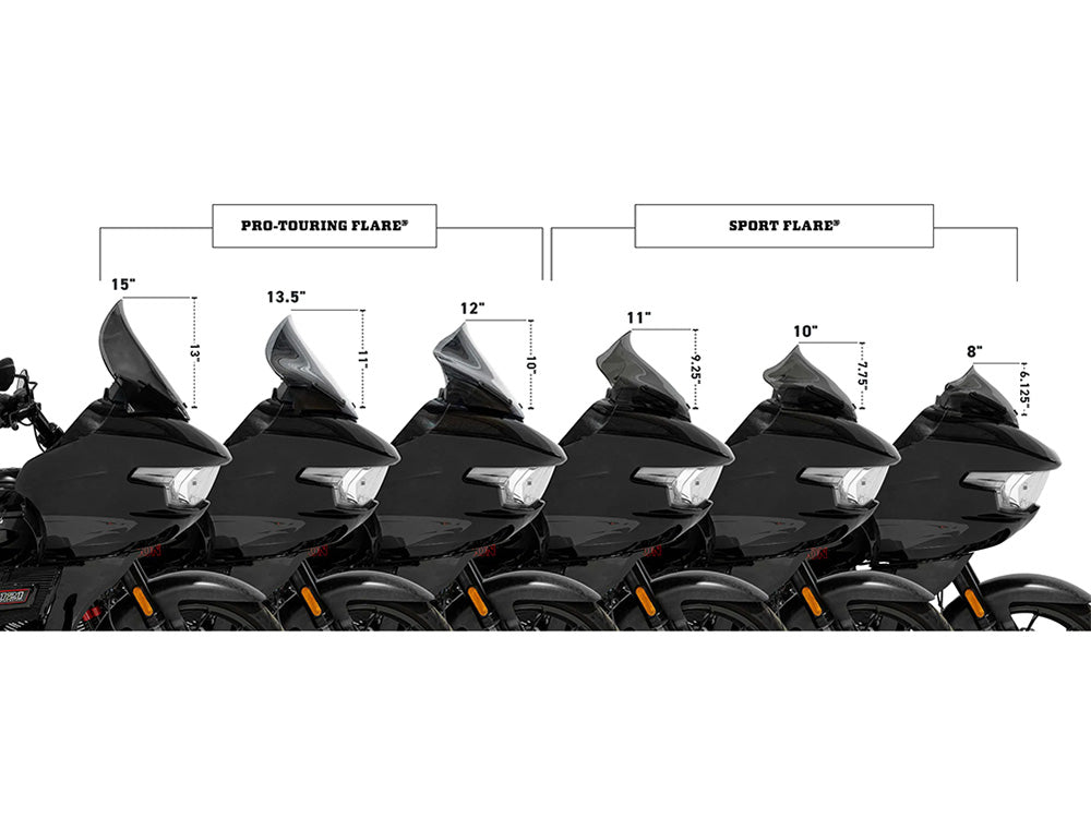 Klock Werks KKC-2310-0913 8" Sports Flare Windshield Black for Harley-Davidson CVO Road Glide 23-Up/Road Glide 24-Up