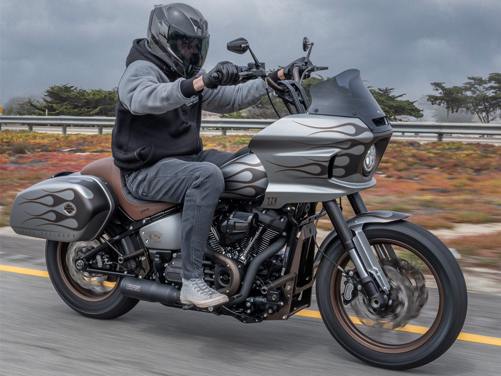 Kodlin KM-K55121 10" Straight Fastback Risers Black for Softail Street Bob/Breakout/Low Rider ST/Standard 18-Up