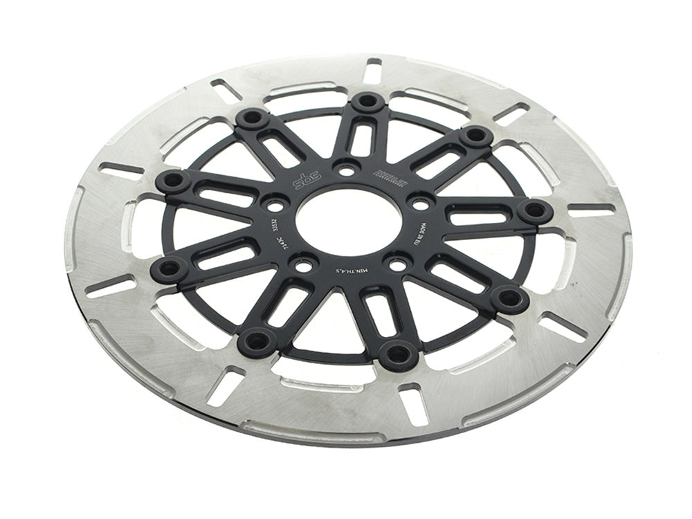 Kodlin KM-K7143C 11.8" Front 9-Spoke Disc Rotor Polished Band & Black Carrier for Harley-Davidson Dyna 06-17/Softail 15-Up/Sportster 14-21 & some Touring 08-Up