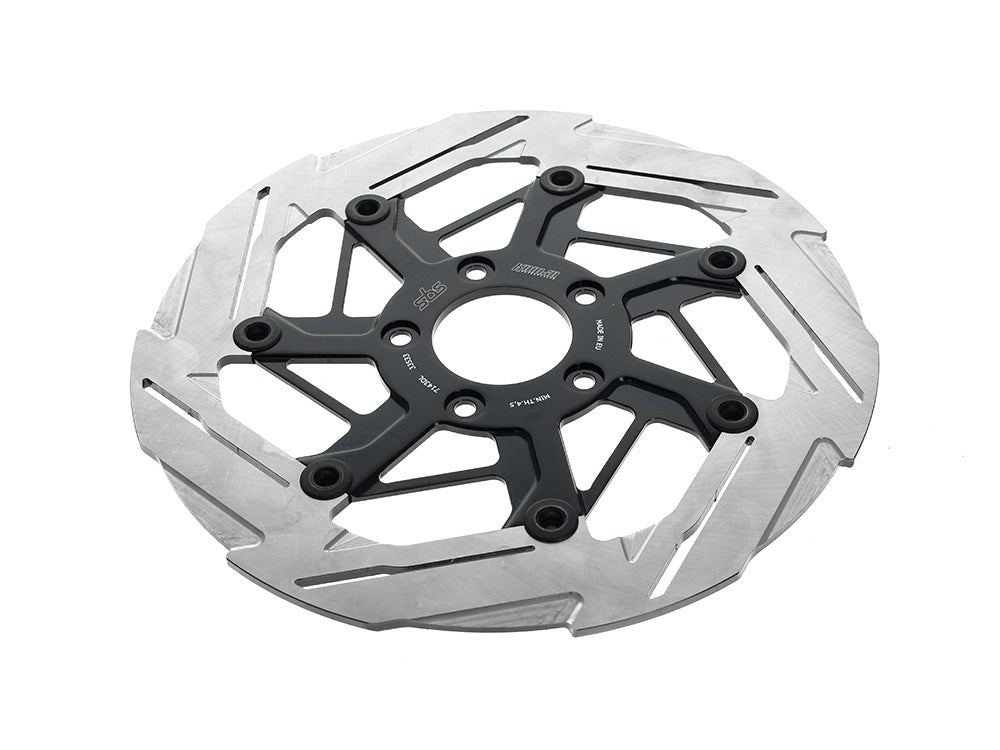 Kodlin KM-K7143DL 11.8" Front 7-Spoke Disc Rotor Polished Band & Black Carrier for Harley-Davidson Dyna 06-17/Softail 15-Up/Sportster 14-21 & some Touring 08-Up