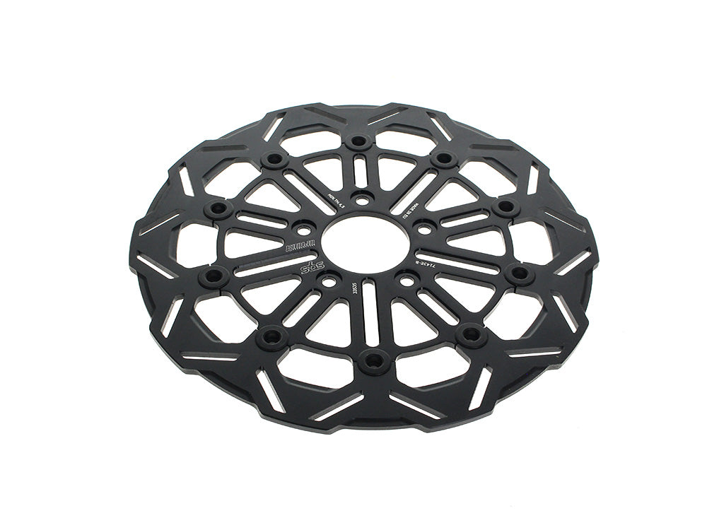 Kodlin KM-K7143E-B 11.8" Front 9-Spoke Disc Rotor Black Band & Black Carrier for Harley-Davidson Dyna 06-17/Softail 15-Up/Sportster 14-21 & some Touring 08-Up