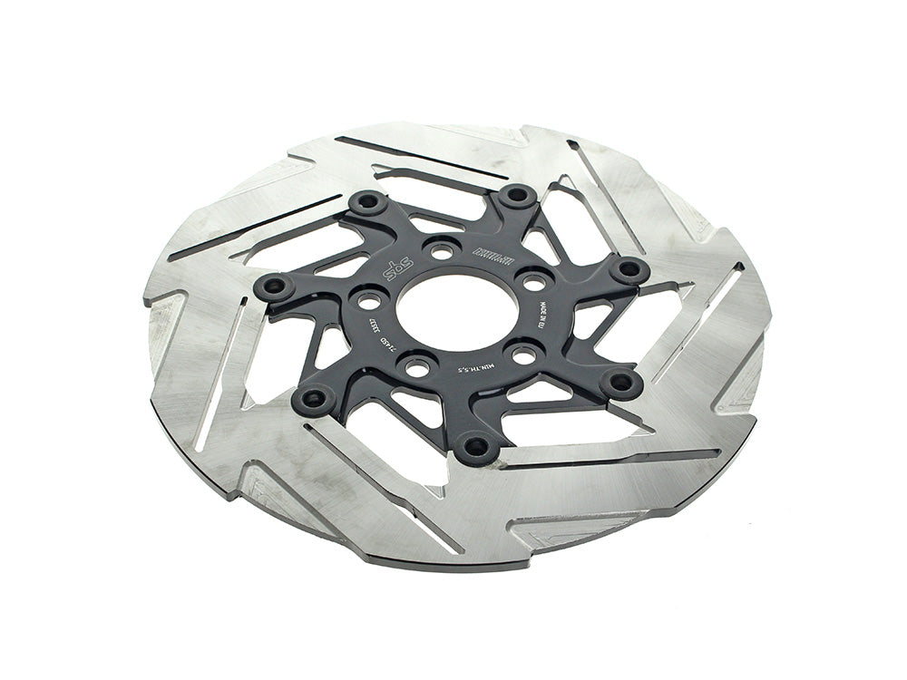 Kodlin KM-K7145D 11.5" Rear 7-Spoke Disc Rotor Polished Band & Black Carrier for Harley-Davidson Big Twin 00-Up/Sportster 00-10