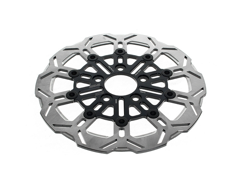 Kodlin KM-K7145E 11.5" Rear 10-Spoke Disc Rotor Polished Band & Black Carrier for Harley-Davidson Big Twin 00-Up/Sportster 00-10
