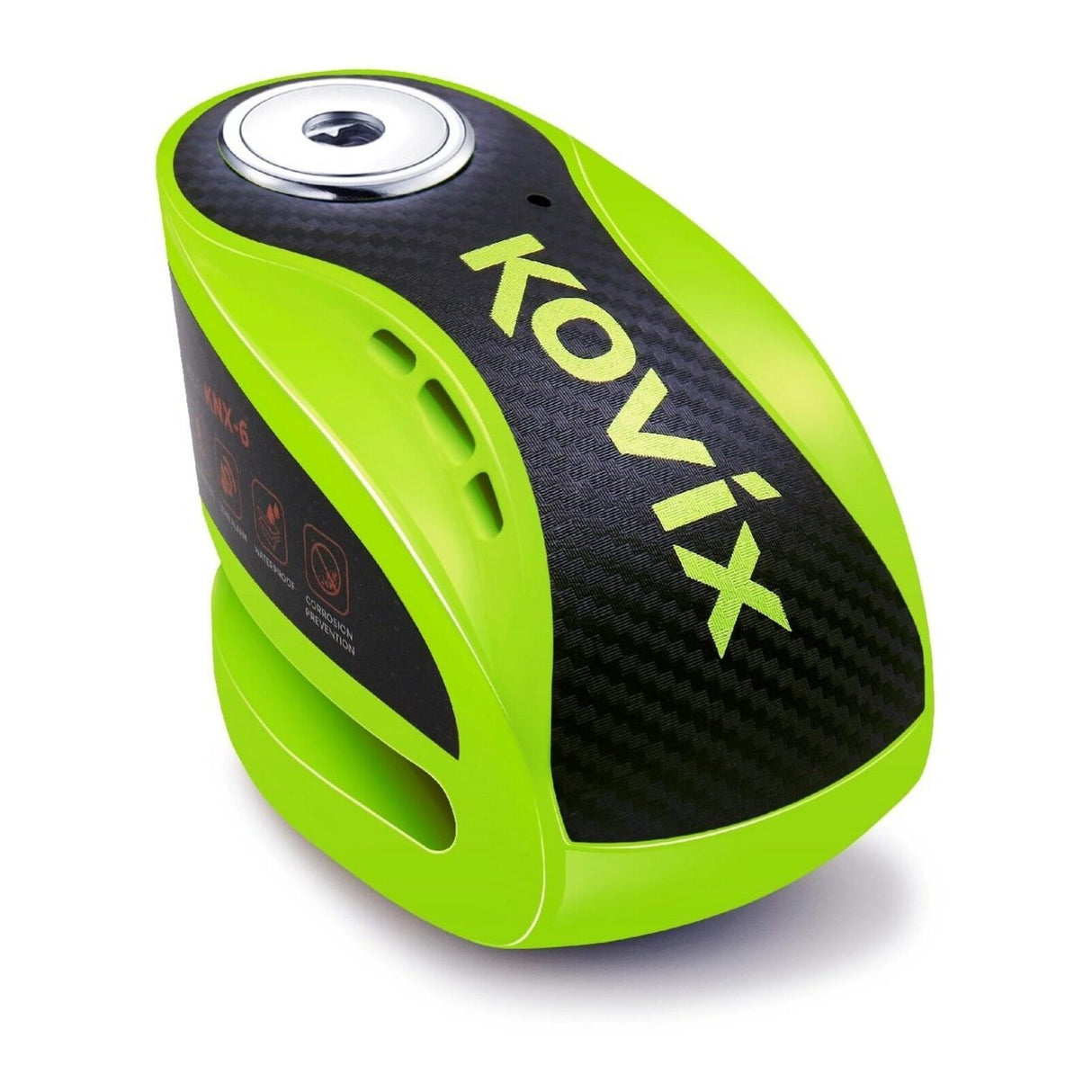 Kovix KNX6 Alarm Disc Lock Fluro Green w/Reminder Cable & Mount