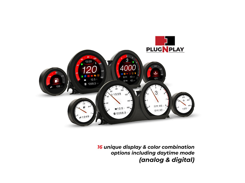 Koso KOS-BA064930 HD-03X TFT Speedometer & Tachometer 4 Gauge Kit w/Smartphone Integration for Harley-Davidson Touring 14-23 w/Fairing