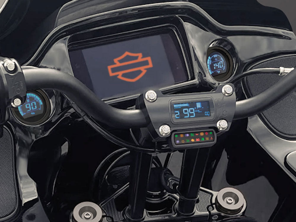 Koso KOS-BA080050 Complete D2 Speedometer/Tachometer w/Fuel Level & Engine Temperature Gauge Kit Black for Harley-Davidson Touring 14-23 (when running Late Model Breakout/Street Bob Gauge Housing)