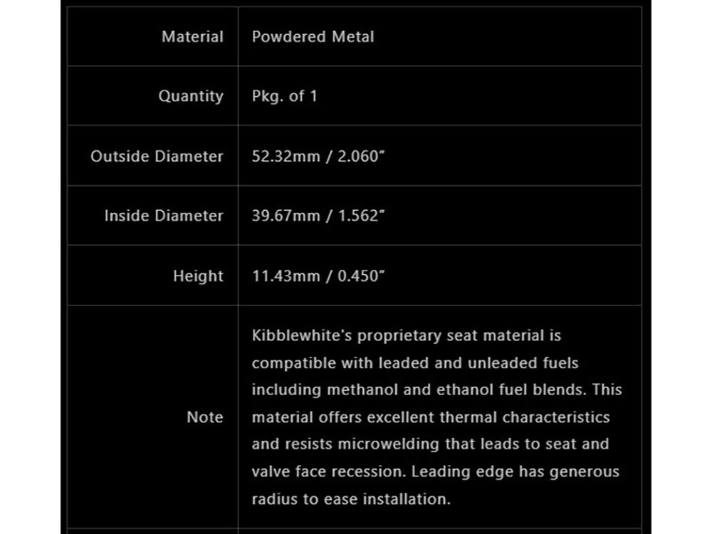 Kibblewhite KPM-10-SC523 Exhaust Valve Seat for Harley-Davidson Big Twin 66-84