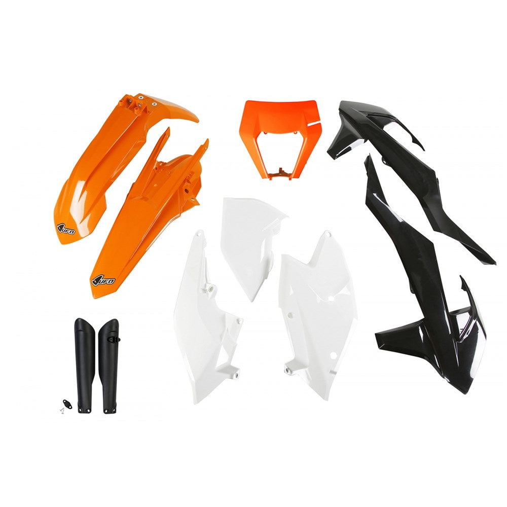 UFO Full Plastics Kit OEM 2018 Colours w/Headlight Shroud for KTM EXC 125/EXC 150/EXC 250/EXC 300/EXC-F 250/EXC-F 350/EXC-F 450/EXC-F 500/XC-W 125 17-19/EXC 250 TPI/EXC 300 TPI 18-19/XC-W 250 TPI 2019