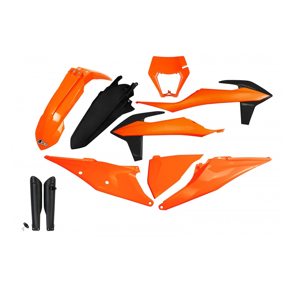 UFO Full Plastics Kit w/Heahlight Shroud OEM Colours for KTM EXC 125 20-21/EXC 150/EXC 250/EXC-F 250/EXC 300/EXC-F 350/EXC-F 450/EXC-F 500/EXC 250 TPI/XC-W 250 TPI/EXC 300 TPI 20-23
