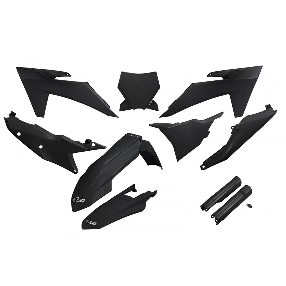 UFO Full Plastics Kit Black for KTM SX 125/SX 250/SX 300/SX-F 250/SX-F 350/SX-F 450/XC-F 250/XC-F 350/XC-F 450/XCF 250/XCF 350/XCF 450 23-24