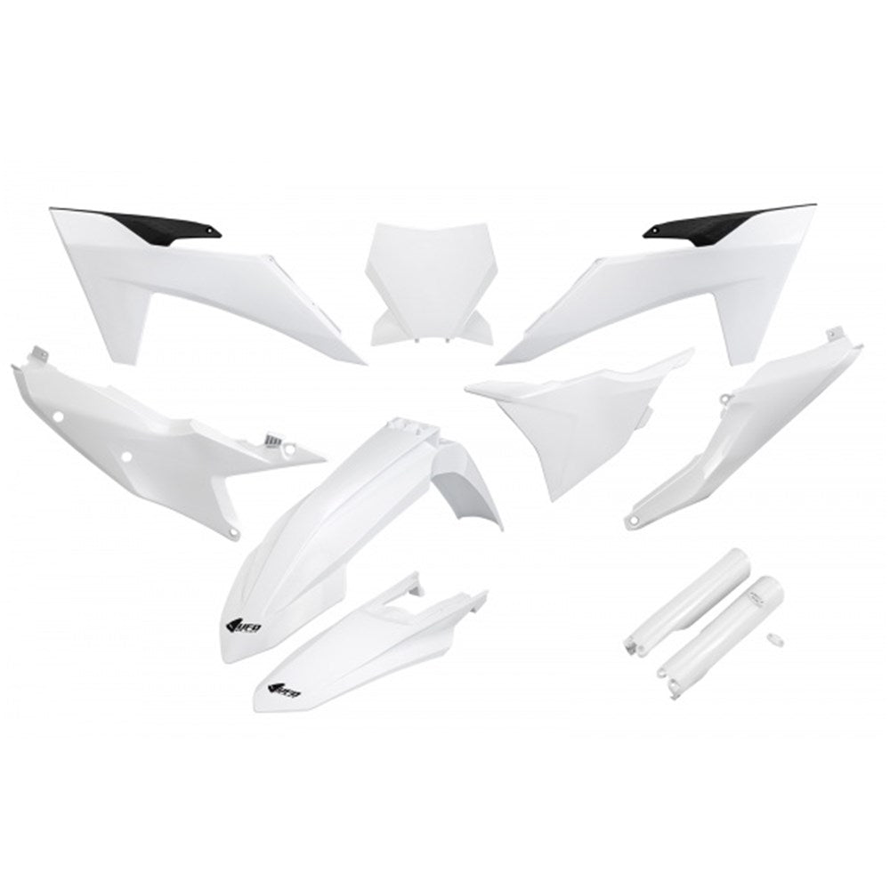 UFO Full Plastics Kit White for KTM SX 125/SX 250/SX 300/SX-F 250/SX-F 350/SX-F 450/XC-F 250/XC-F 350/XC-F 450/XCF 250/XCF 350/XCF 450 23-24