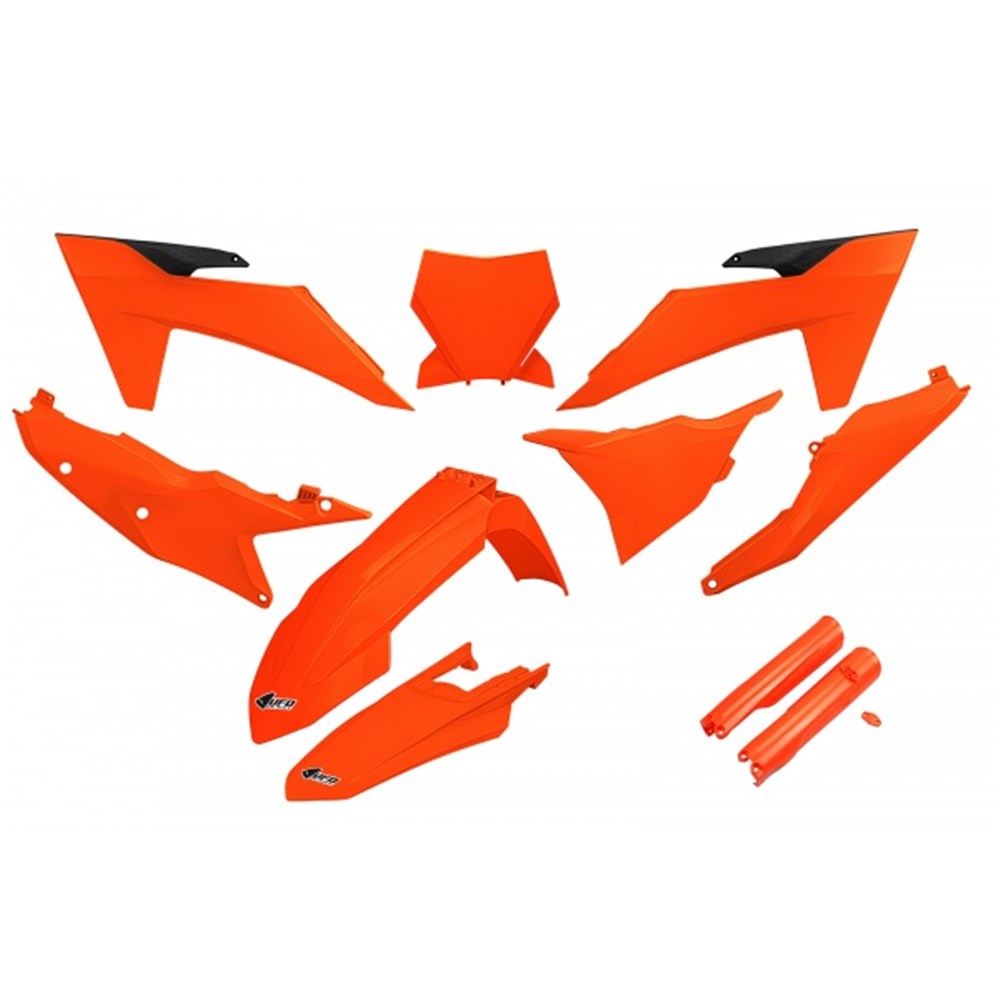 UFO Full Plastics Kit Neon Orange for KTM SX 125/SX 250/SX 300/SX-F 250/SX-F 350/SX-F 450/XC-F 250/XC-F 350/XC-F 450/XCF 250/XCF 350/XCF 450 23-24