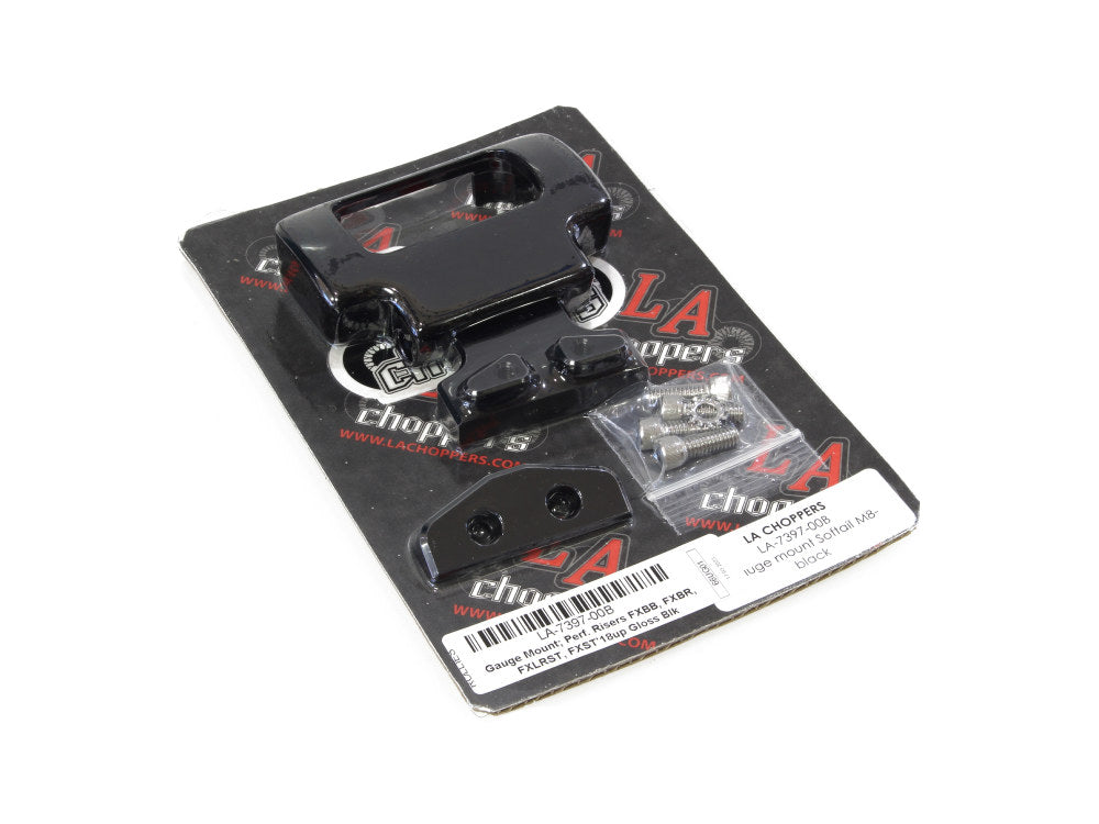 LA Choppers LA-7397-00BLK Performance Risers Gauge Mount Gloss Black for Harley-Davidson Street Bob/Breakout 18-24/Lowrider ST 22-24/Softail Standard 20-22 Models