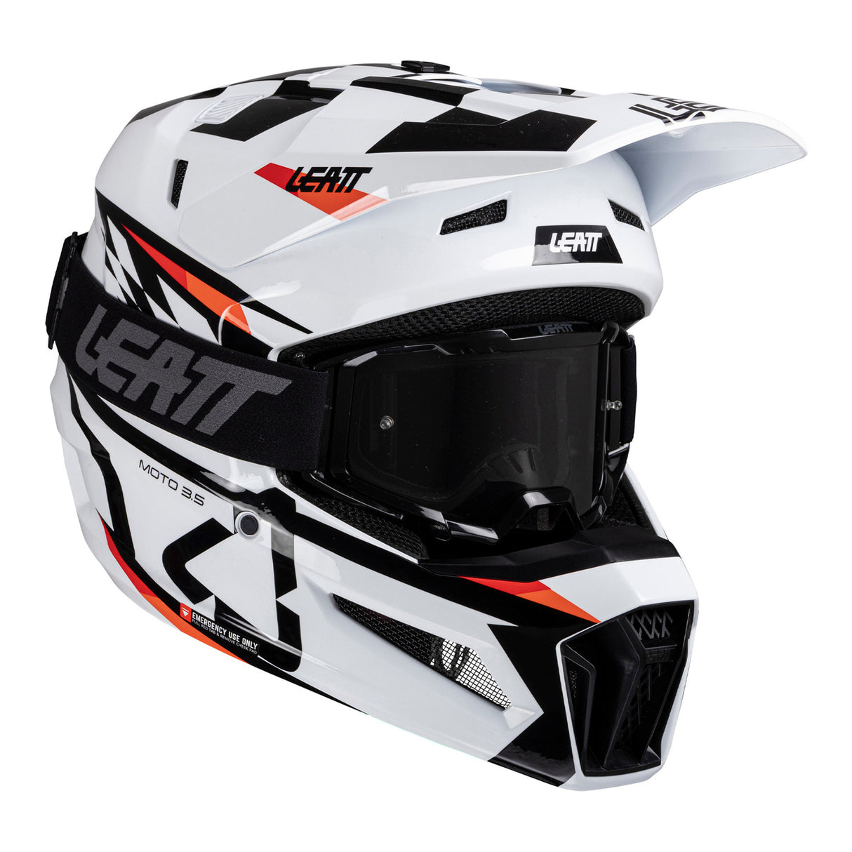 Leatt 2025 Moto 3.5 White Helmet & Vizion 3.5 Goggle Kit