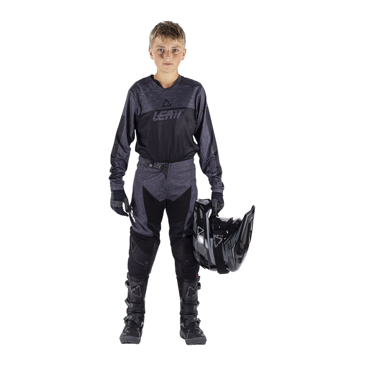 Leatt 2026 3.5 Stealth Black/Grey Junior Jersey & Pants Ride Kit