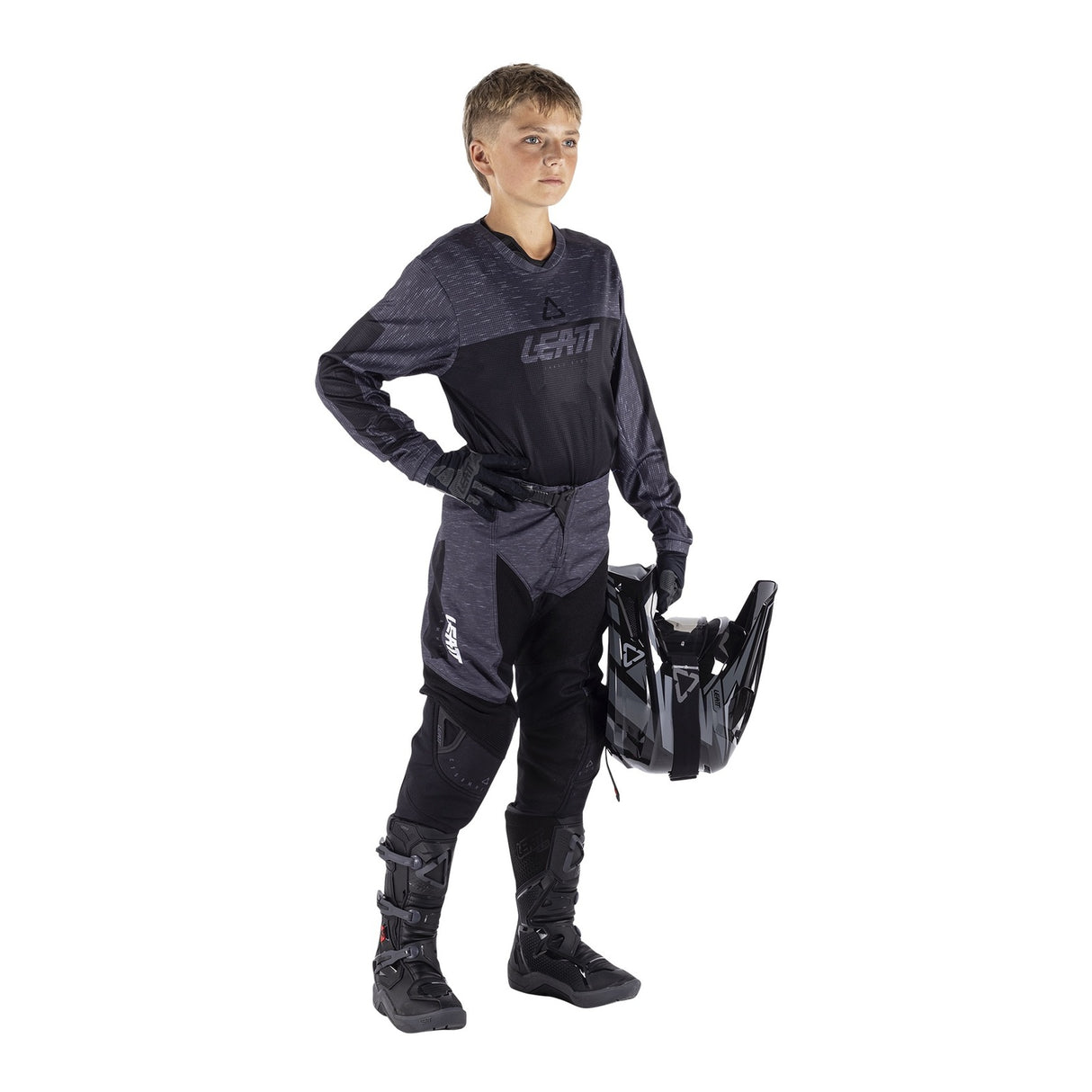 Leatt 2026 3.5 Stealth Black/Grey Junior Jersey & Pants Ride Kit