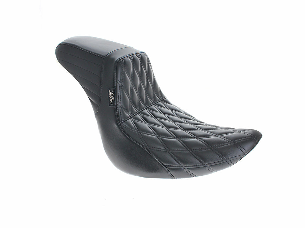 LePera Seats LP-LYO-590DD KickFlip Dual Seat w/Black Double Diamond Stitch for Harley-Davidson Fatboy 18-Up/Breakout 23-Up Models